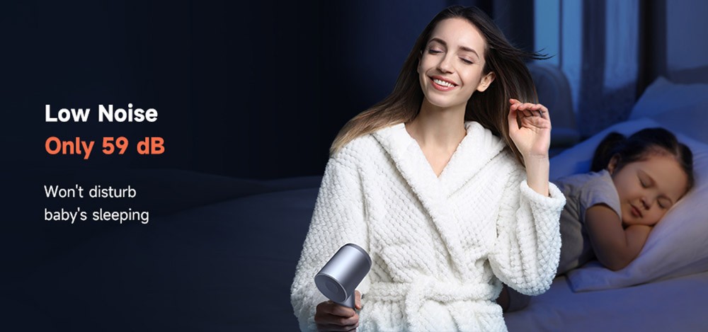 Laifen Swift Special 1600W High Speed Hair Dryer, Negative Ionic Blow Dryer, 110,000rpm Brushless Motor, 59dB Low Noise, 3 Color LED Light, with 3 Nozzles - Silver