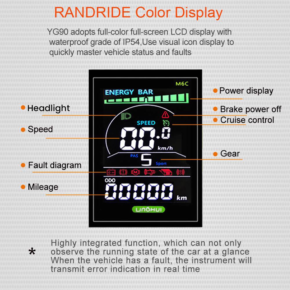 RANDRIDE YG90A Electric Bike 1000W Motor 45km/h Max Speed 48V 17Ah Removable battery 70-90KM Max Range 27.5*2.4'' CST Tires 120kg Load Shimano 21 Gears Hydraulic brake - Blue & Grey