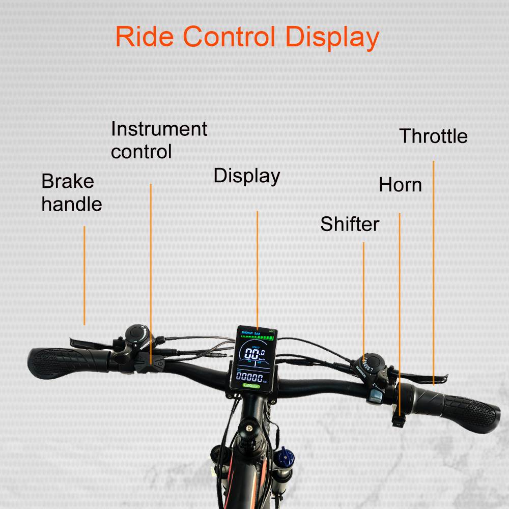 RANDRIDE YG90A Electric Bike 1000W Motor 45km/h Max Speed 48V 17Ah Removable battery 70-90KM Max Range 27.5*2.4'' CST Tires 120kg Load Shimano 21 Gears Hydraulic brake - Blue & Grey
