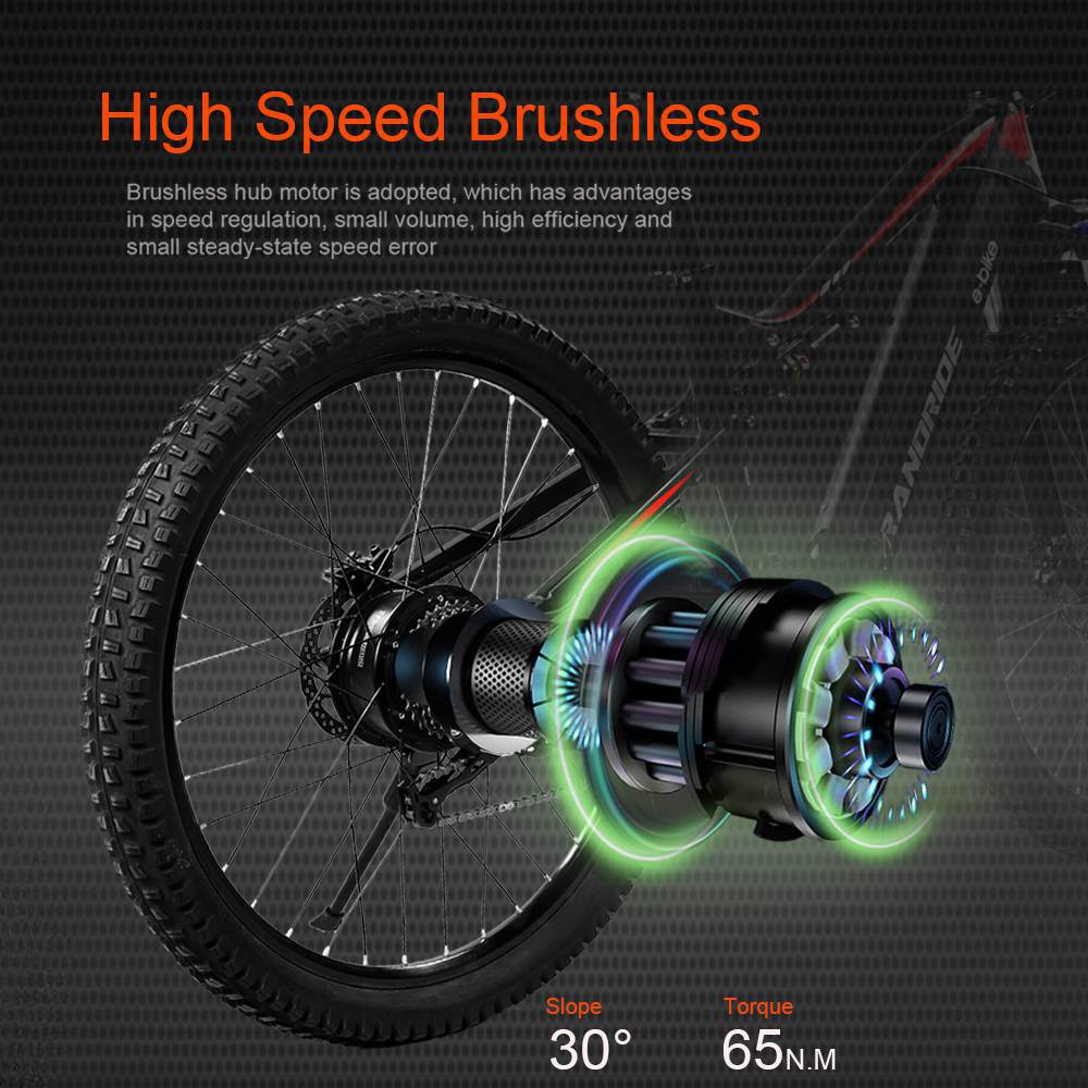 RANDRIDE YG90A Electric Bike 1000W Motor 45km/h Max Speed 48V 17Ah Removable battery 70-90KM Max Range 27.5*2.4'' CST Tires 120kg Load Shimano 21 Gears Hydraulic brake - Blue & Grey