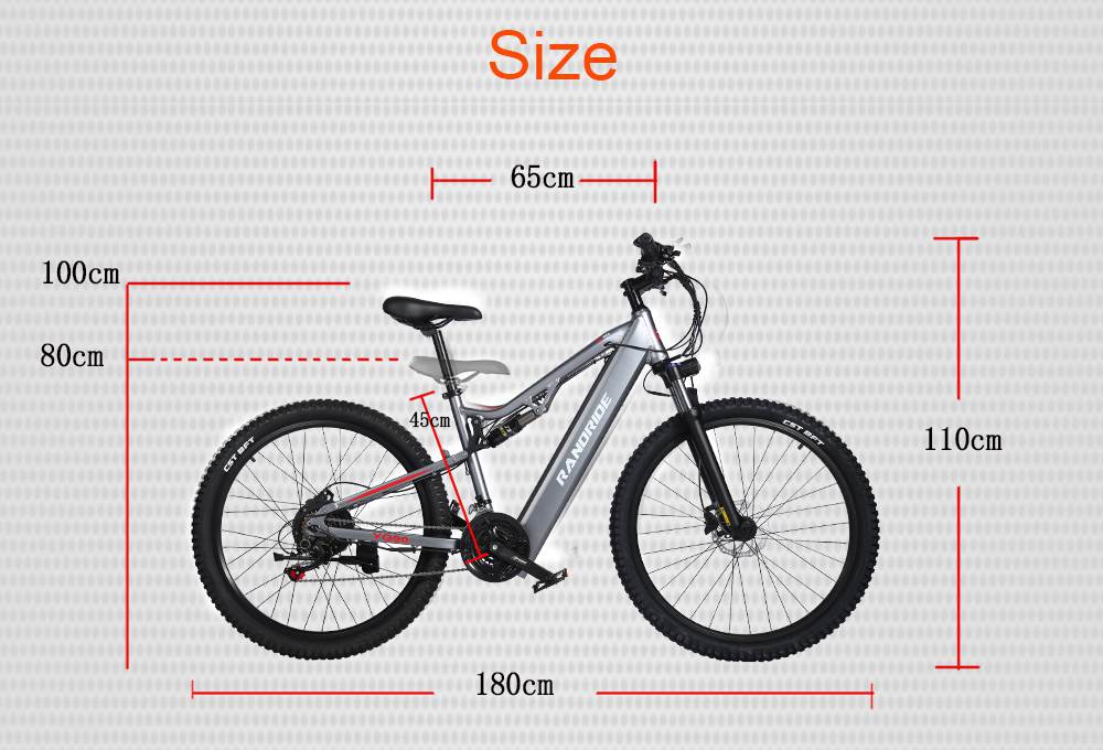 RANDRIDE YG90A Electric Bike 1000W Motor 45km/h Max Speed 48V 17Ah Removable battery 70-90KM Max Range 27.5*2.4'' CST Tires 120kg Load Shimano 21 Gears Hydraulic brake - Blue & Grey