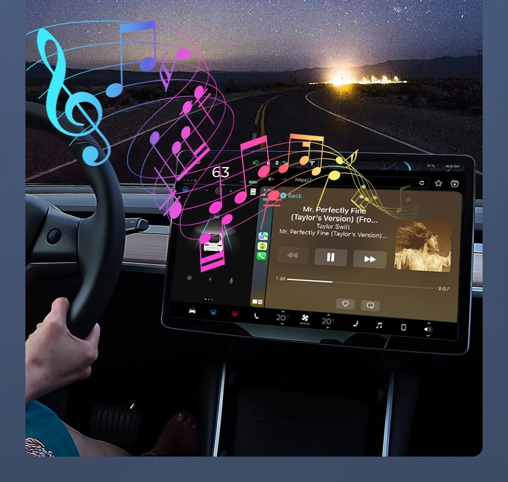 Ownice T3 Wireless Auto Ai Box for Tesla, Dual WiFi, Support CarPlay / AirPlay / Android Auto / MiraCast - Blue