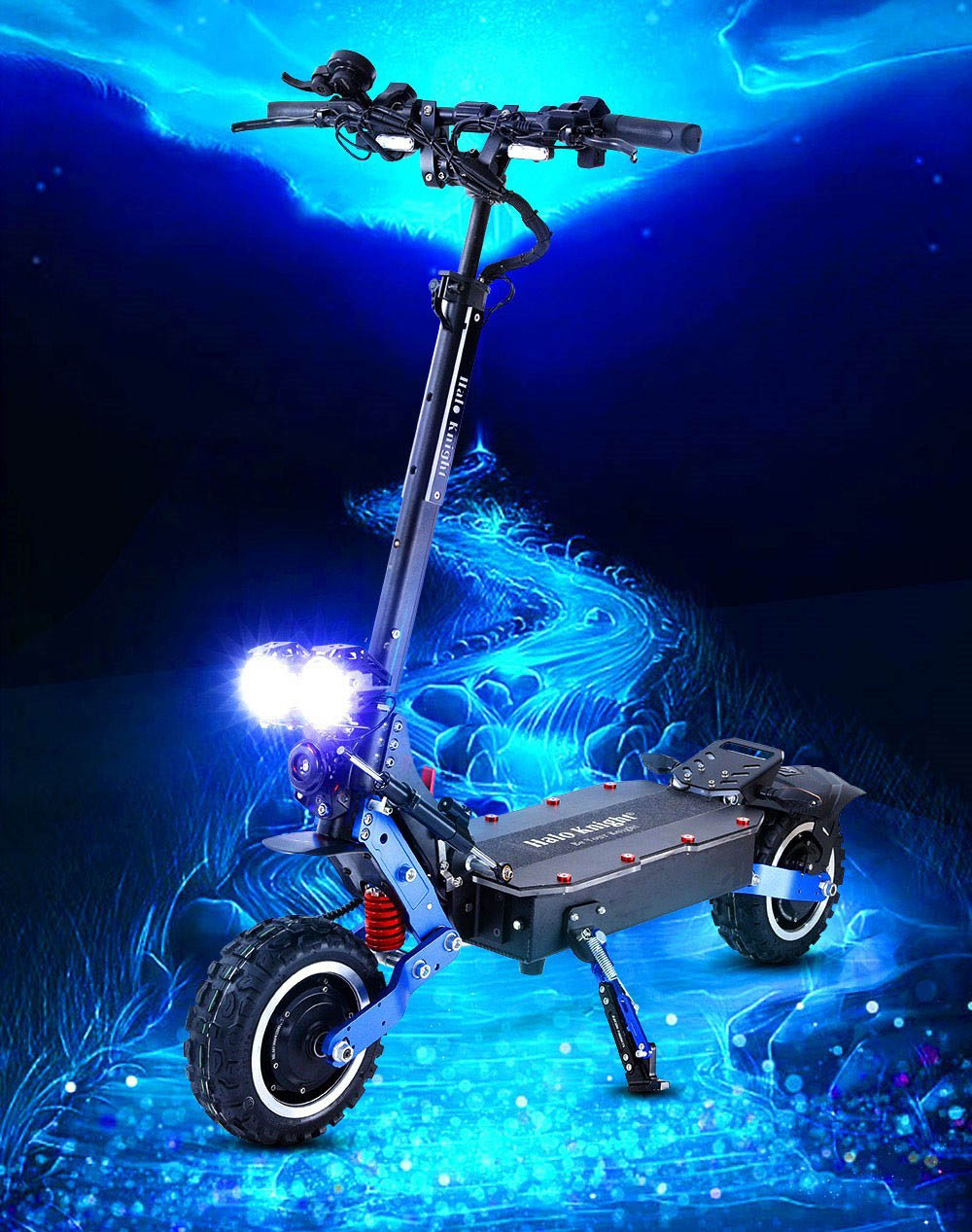 Halo Knight T108 Pro Electric Scooter 11'' Off-Road Tire 3000W*2 Motors 95Km/h Max Speed 60V 38.4Ah Battery 80KM Range 200KG Max load Front & Rear Turn Signal IPX4 Waterproof Dual Hydraulic Brakes Electric Brake
