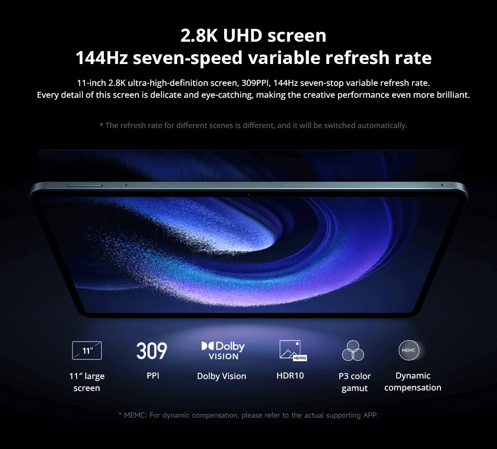 Xiaomi Pad 6 CN Version Snapdragon 870 Processor, Android 13, 8GB RAM 128GB ROM, 13MP Rear Camera 8MP Front Camera Dual-band WiFi - Blue