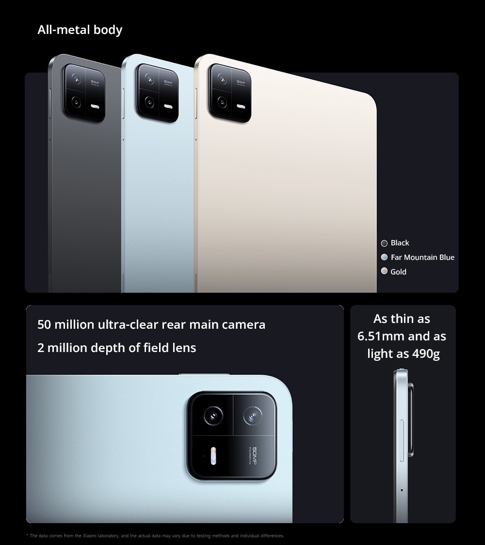 Xiaomi Pad 6 Pro CN Version Snapdragon 8+ Processor, Android 13, 8GB RAM 128GB ROM, 50MP + 20MP Cameras, WiFi 6 - Black