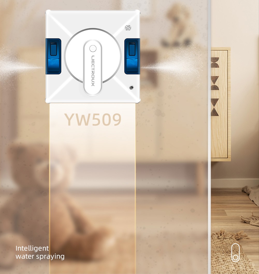 Liectroux YW509 Robot Window Cleaner, Double Water Spray, 3000Pa Suction Power, Laser Sensor Anti-fall, 3 Cleaning Modes, Intelligent Path Planning, Low Noise, Remote Control - White
