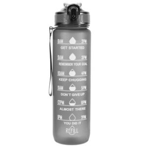 OOLACTIVE GF-1202 32oz Water Bottle with Straw Motivational Water Bottle with Time Marker - Black