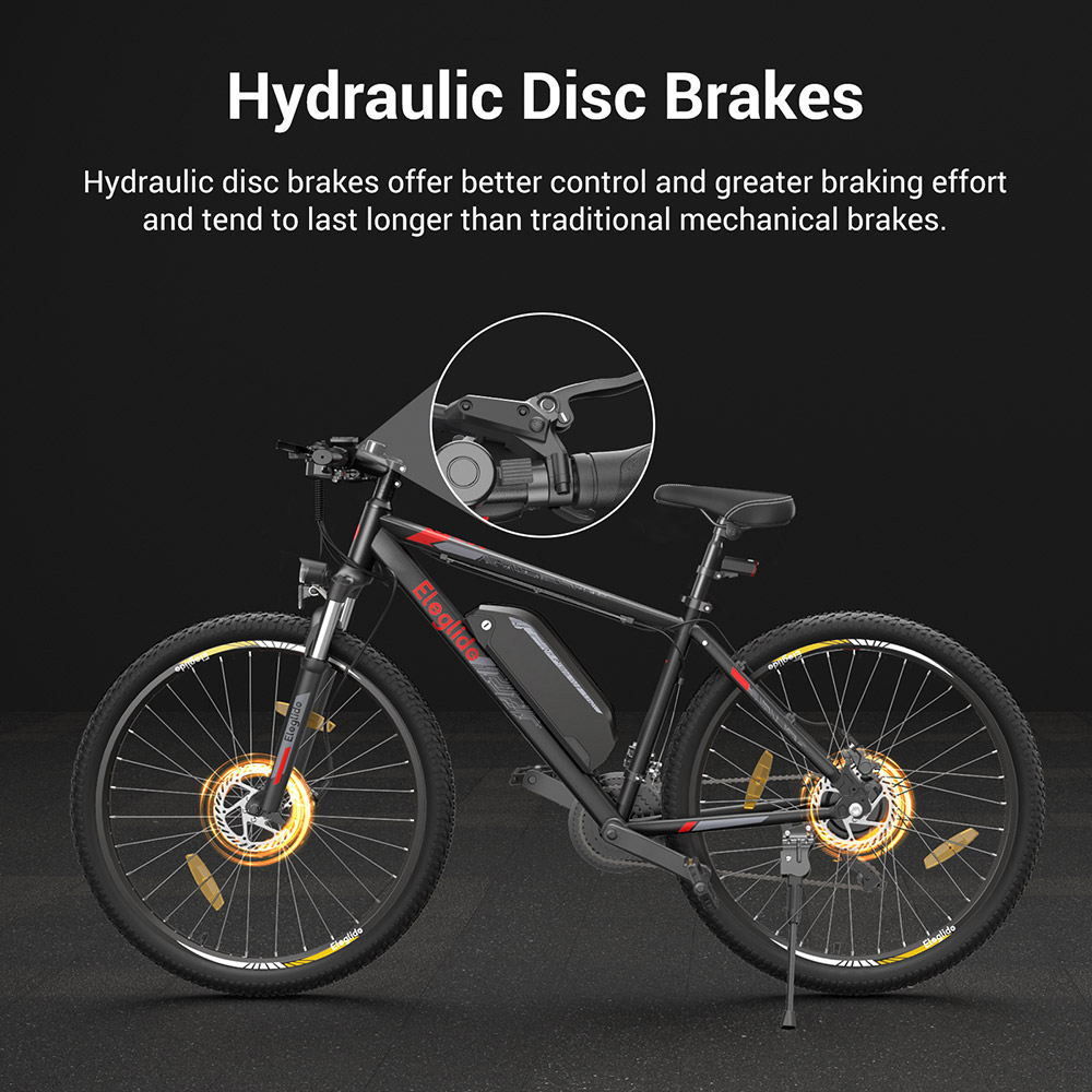 Eleglide Mopride 2 27.5" Electric Mountain Bike, 250W Motor, 25km/h Speed, 36V 18Ah Battery, 150km Max Range, Shimano 21-Speed Gear, Hydraulic Disc Brakes, Front Suspension - Black
