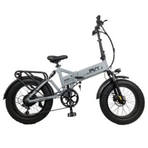 PVY Z20 Plus 1000W Folding Electric Bike 20*4.0 Fat Tire 48V 16.5Ah Battery 80-120km Range Shimano 7-Speed Shifter Lockable Suspension Fork and Rear Shock, Hydraulic Brake Color LCD Display 150kg Load - Grey