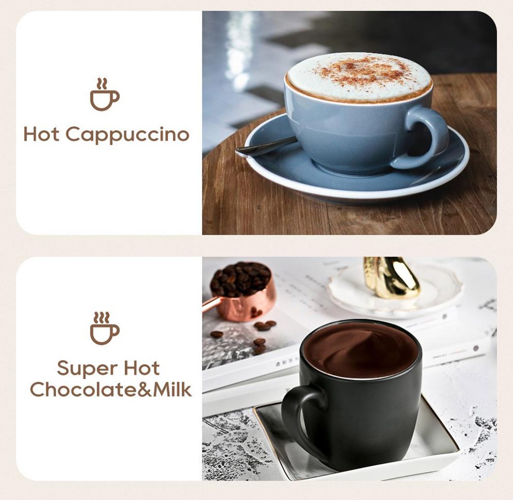 HiBREW M3A 4 in 1 Milk Frother, Fully Automatic Milk Warmer, Cold/Hot Frothing, 130ml Frothing Capacity, 300ml Heat Milk Capacity