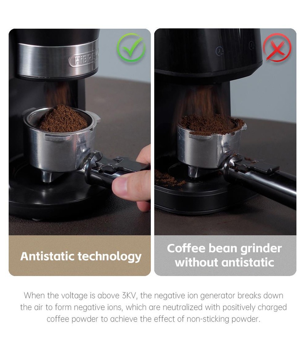 HiBREW G3 Electric Coffee Grinder, 34-Gear Scale, 210g Bean Container, 100g Powder Tank, 48mm Conical Burr, Anti-Static Function, Manual/Auto Mode