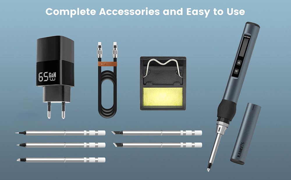 KAIWEETS KETS02 Smart Digital Soldering Iron Kit, 9-20V Operating Voltage, Precise Temperature Control, Sleep Mode, Child Lock, OLED Display Screen