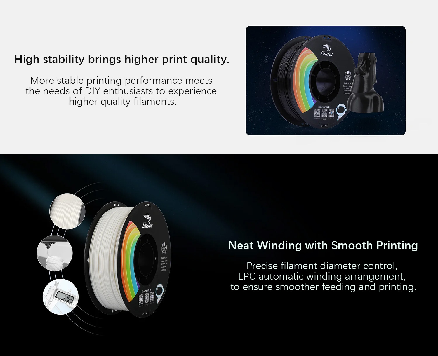 Creality Ender Series PLA+ Filament 1.75mm - Rainbow