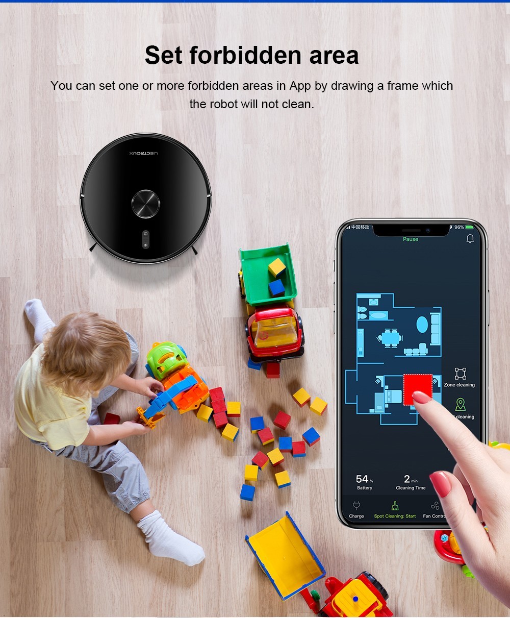 Liectroux X6 Robot Vacuum Cleaner, 6500Pa Suction, LDS Laser Navigation, 235ml Water Tank, 400ml Dustbin, 5 Maps Saved, 2600mAh Battery, App/Voice Control
