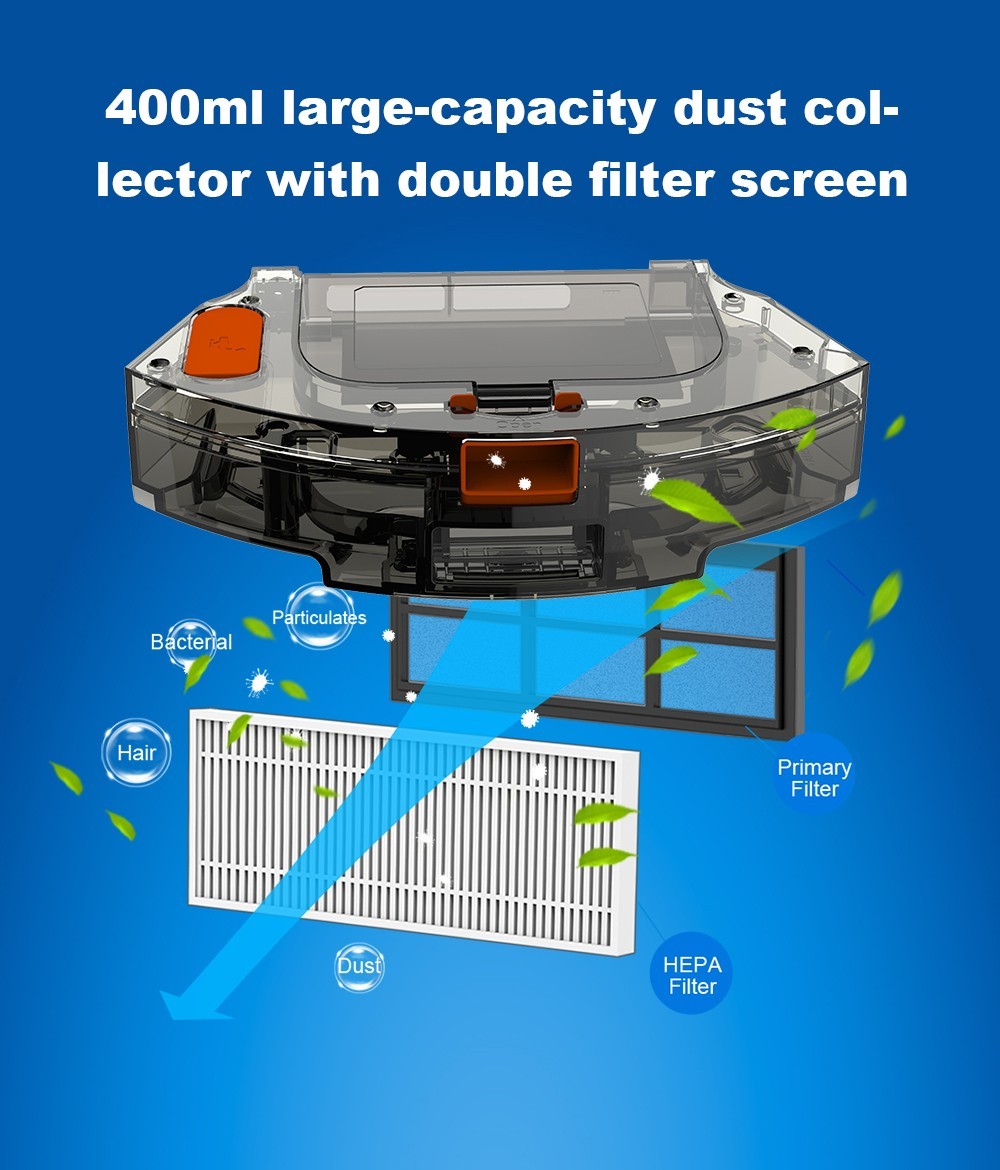 Liectroux X6 Robot Vacuum Cleaner, 6500Pa Suction, LDS Laser Navigation, 235ml Water Tank, 400ml Dustbin, 5 Maps Saved, 2600mAh Battery, App/Voice Control