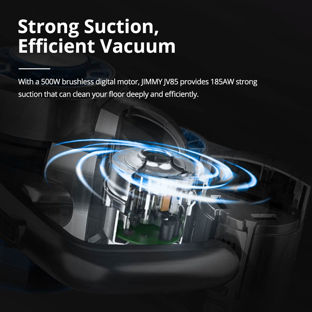 Refurbished JIMMY JV85 Smart Cordless Handheld Vacuum Cleaner 185AW Suction 2500mAh Removable Battery 60 Minutes Running Time 600ml Dust Capacity 3 Modes LED Display - Blue