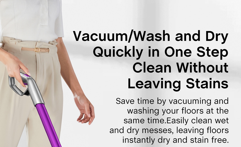 JIMMY PowerWash HW8 Pro Cordless Dry Wet Smart Vacuum Washer Cleaner 15000pa Brushless Digital Motor 3000mAh 35Mins Run Time Instantly Dry One-Touch Self-Cleaning LED Disply Detachable Water Tank Replaceable Battery Pack- Purple