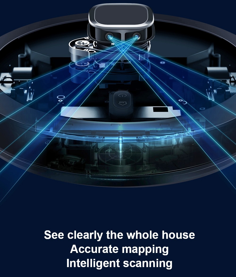 Liectroux G7 Robot Vacuum Cleaner, 6500Pa Suction, Laser Navigation, 5200mAh Battery, Run 180mins - Black, EU Plug