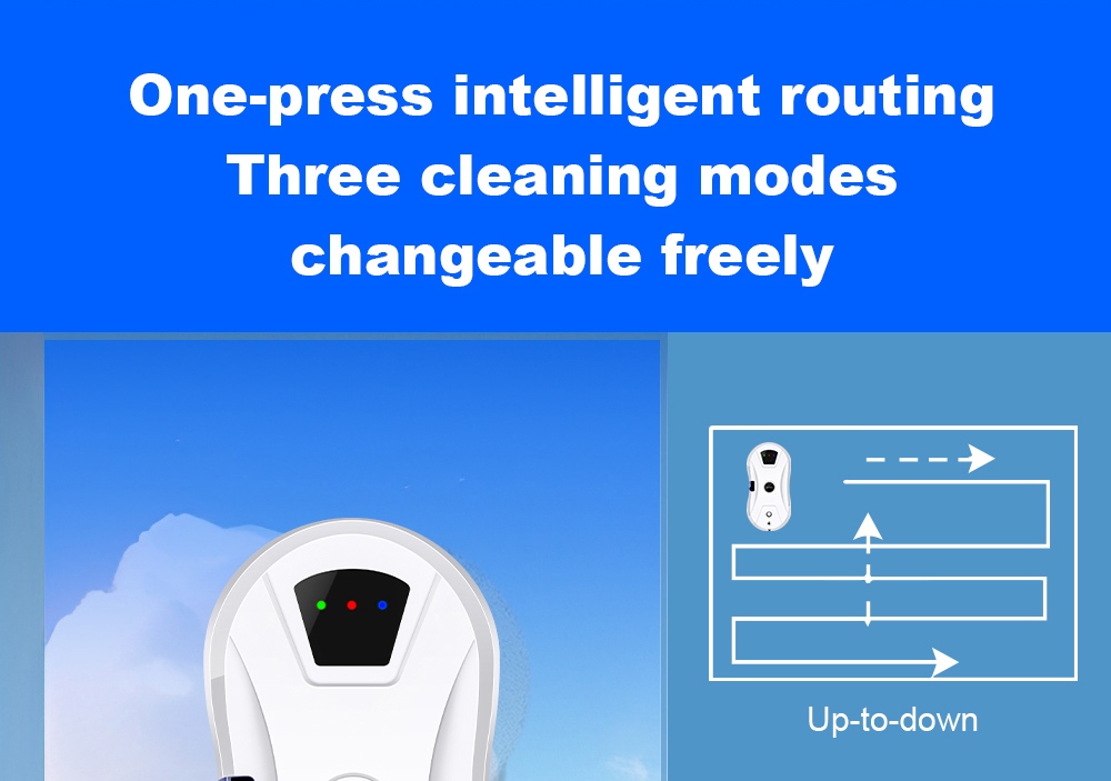 LIECTROUX YW610 Robot Window Cleaner, Single Water Spray, 2800Pa Suction, 30ml Water Tank, Border Detection, Remote Control, 20min Power Failure Protection