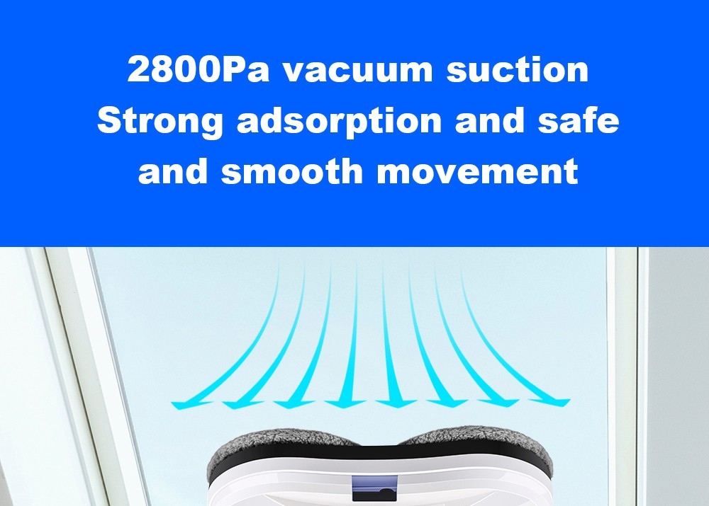 LIECTROUX YW610 Robot Window Cleaner, Single Water Spray, 2800Pa Suction, 30ml Water Tank, Border Detection, Remote Control, 20min Power Failure Protection