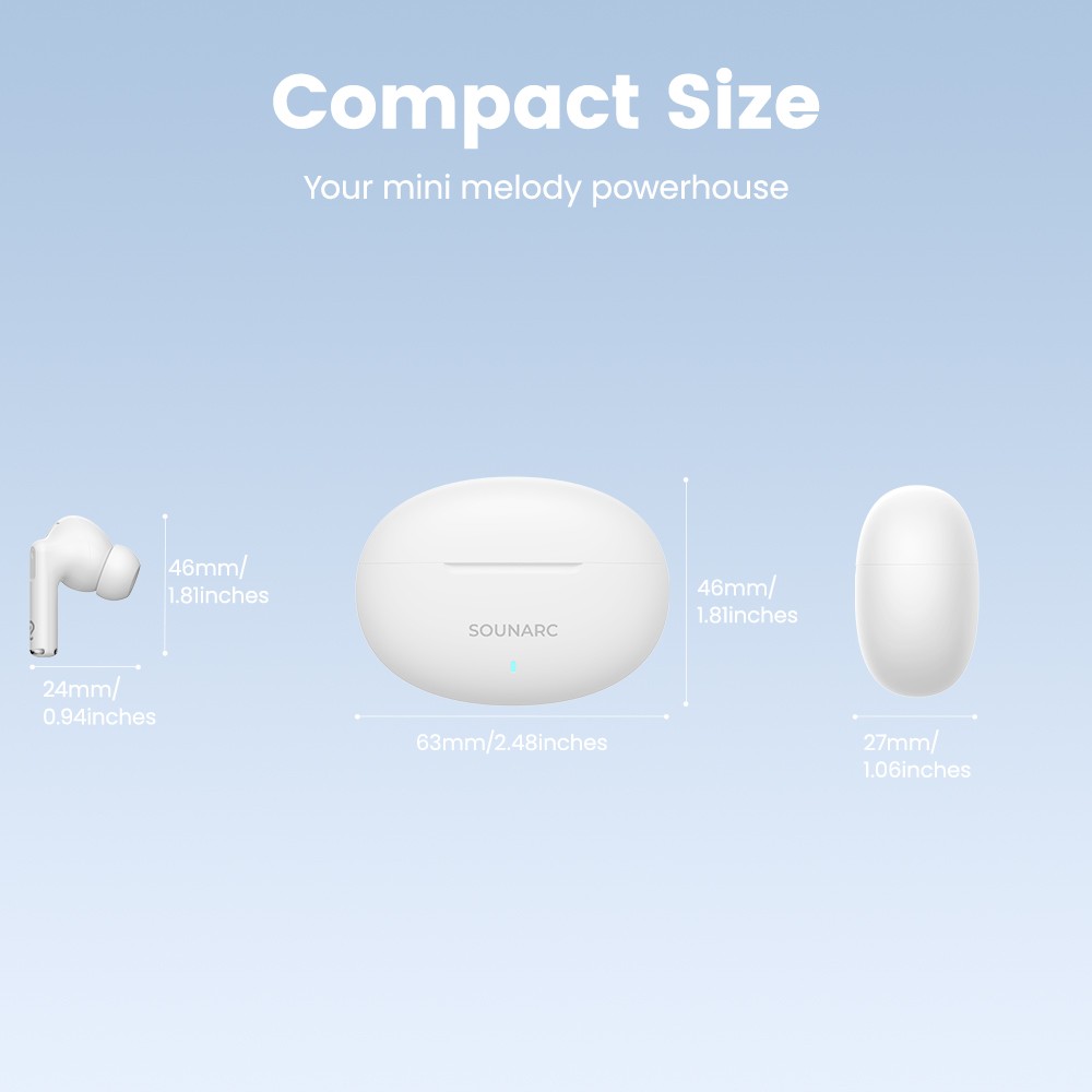 SOUNARC Q1 Earbuds Bluetooth 5.3 - White
