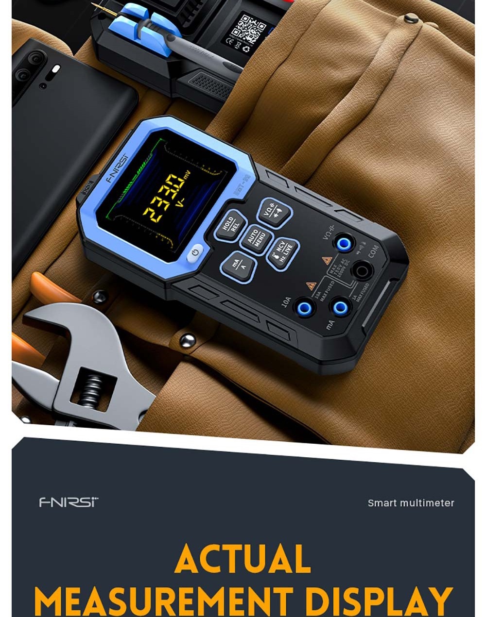 FNIRSI DMT-99 Handheld Digital Multimeter, 10000 Counts, 1000V 10A True RMS, Auto Range, AC DC Voltage Tester, NCV Measures, 1500mAh Rechargeable Battery