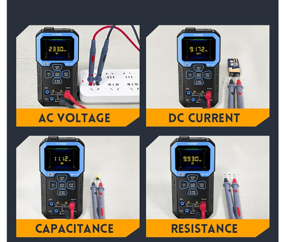 FNIRSI DMT-99 Handheld Digital Multimeter, 10000 Counts, 1000V 10A True RMS, Auto Range, AC DC Voltage Tester, NCV Measures, 1500mAh Rechargeable Battery