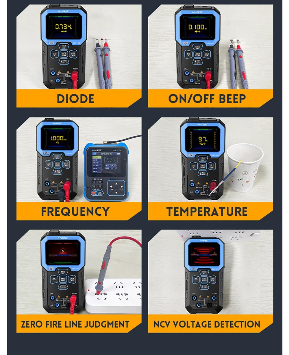 FNIRSI DMT-99 Handheld Digital Multimeter, 10000 Counts, 1000V 10A True RMS, Auto Range, AC DC Voltage Tester, NCV Measures, 1500mAh Rechargeable Battery