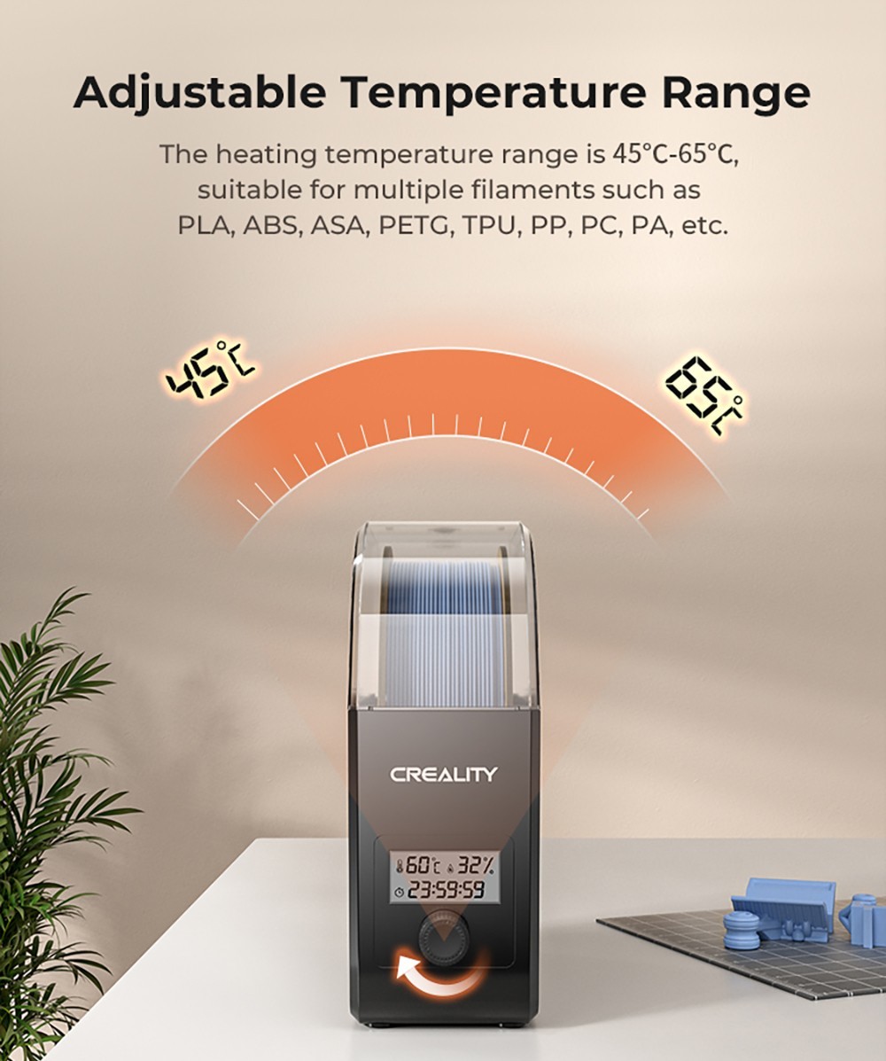 Creality Filament Dryer Box 2.0, Adjustable Temperature, 24h Timer, Humidity Monitoring