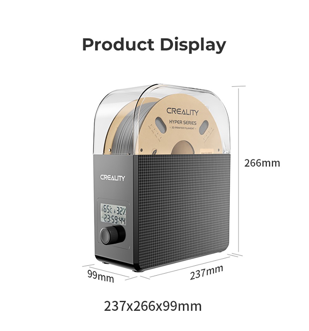 Creality Filament Dryer Box 2.0, Adjustable Temperature, 24h Timer, Humidity Monitoring