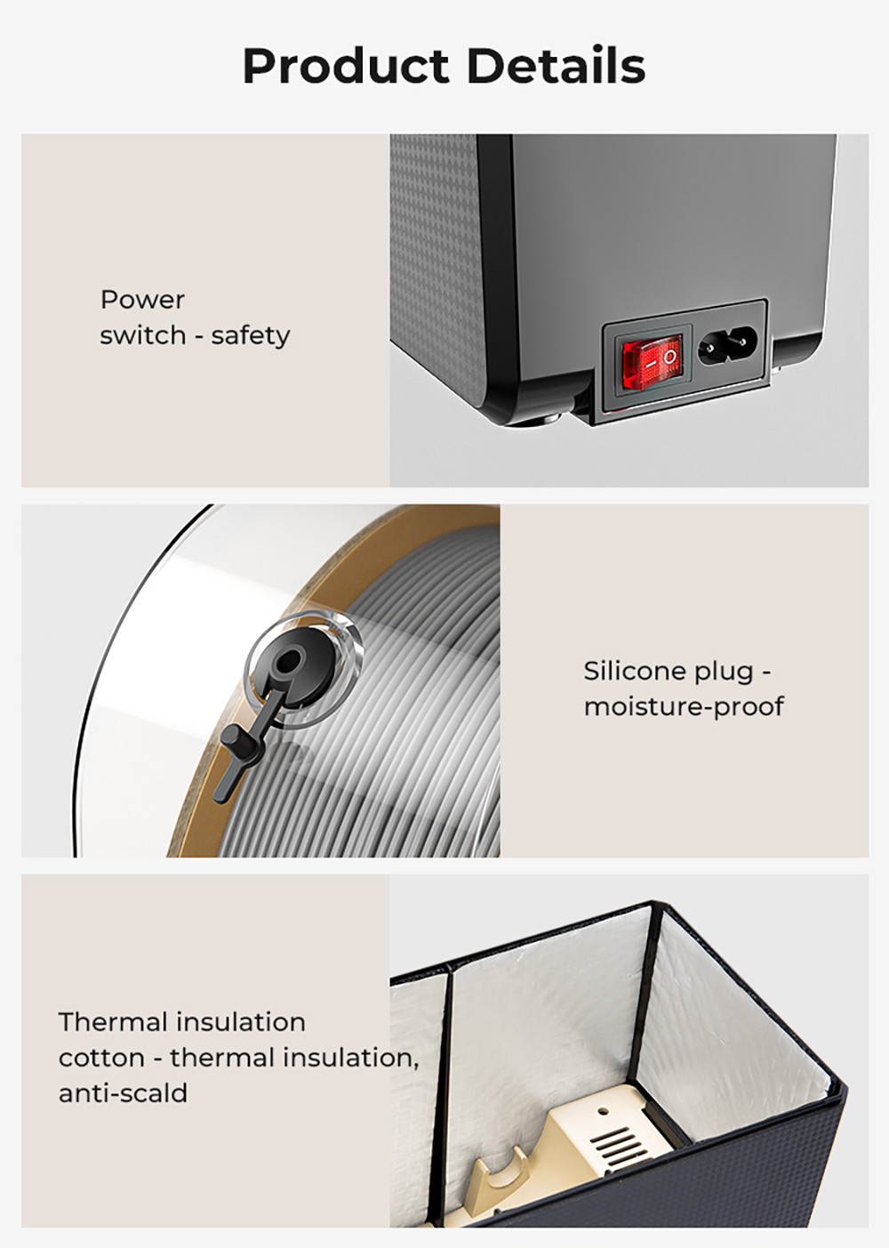 Creality Filament Dryer Box 2.0, Adjustable Temperature, 24h Timer, Humidity Monitoring