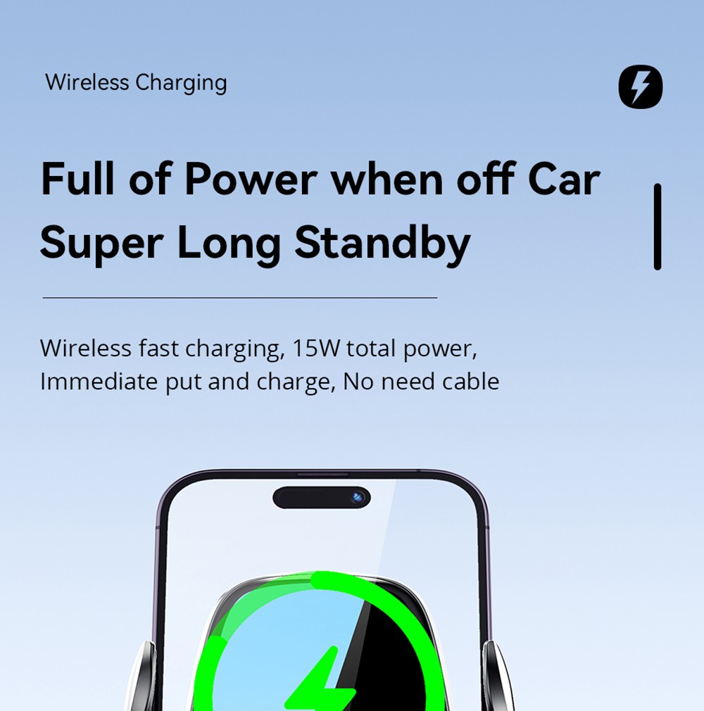 Essager Qi 15W Wireless Charger Car Phone Holder, Air Outlet Mount, for iPhone 14 13 12 X Pro Max / Xiaomi Huawei Fast Charging