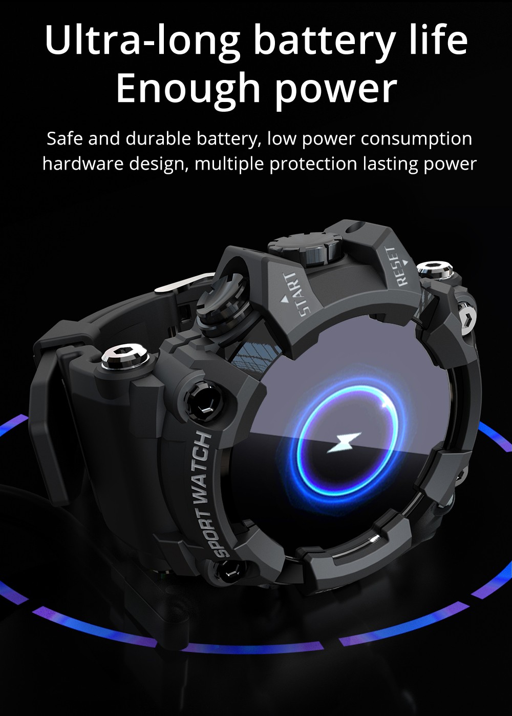LOKMAT ATTACK Smart Watch 1.28 inch TFT Full Touch Screen Heart Rate Monitor Blood Pressure Blood Oxygen Sports Watch - Black