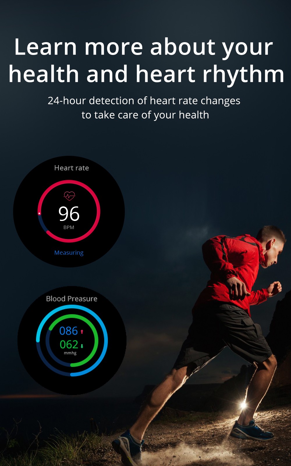 LOKMAT ATTACK Smart Watch 1.28 inch TFT Full Touch Screen Heart Rate Monitor Blood Pressure Blood Oxygen Sports Watch - Black