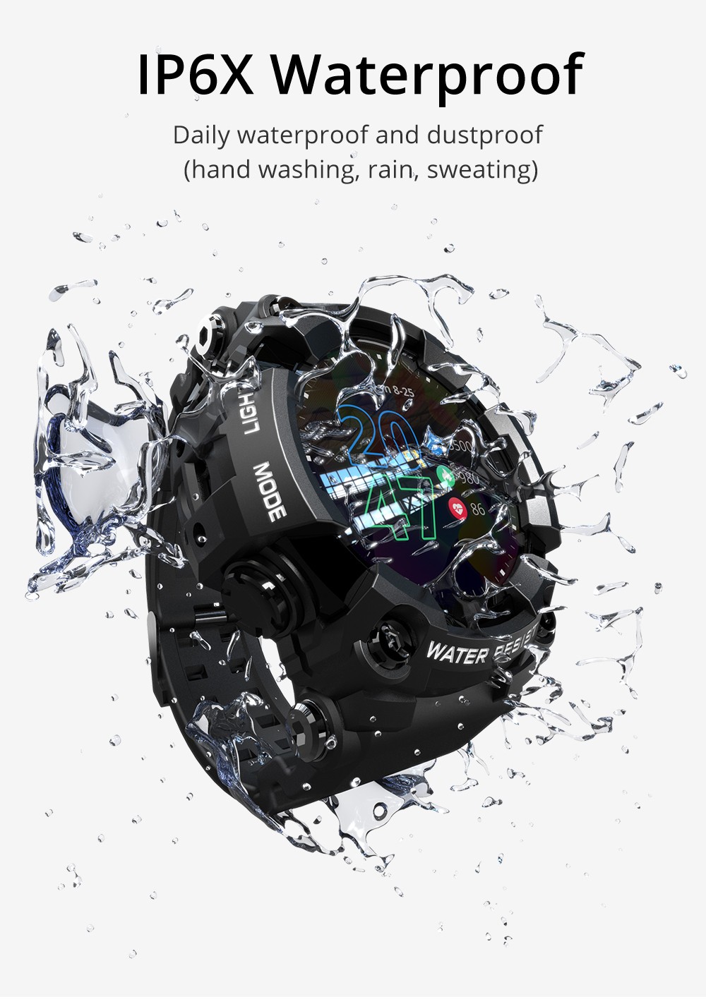 LOKMAT ATTACK Smart Watch 1.28 inch TFT Full Touch Screen Heart Rate Monitor Blood Pressure Blood Oxygen Sports Watch - Black
