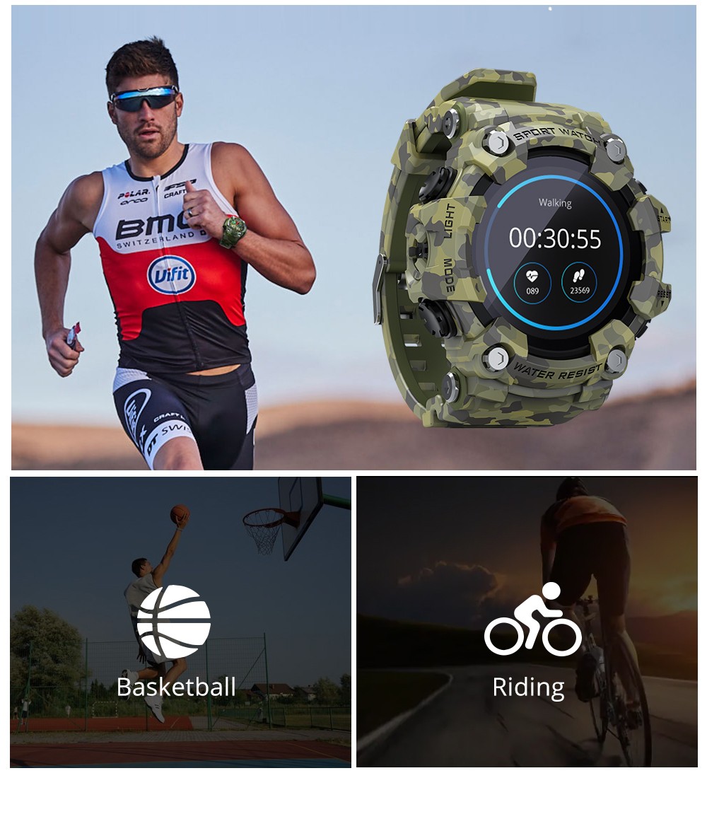 LOKMAT ATTACK Smart Watch 1.28 inch TFT Full Touch Screen Heart Rate Monitor Blood Pressure Blood Oxygen Sports Watch - Black