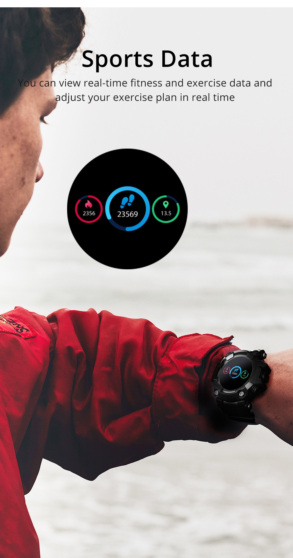 LOKMAT ATTACK Smart Watch 1.28 inch TFT Full Touch Screen Heart Rate Monitor Blood Pressure Blood Oxygen Sports Watch - Black
