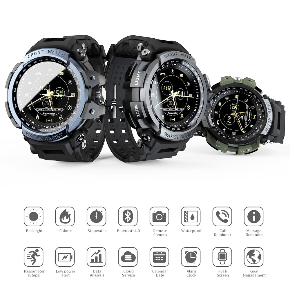 LOKMAT MK28 Smart Watch IP68 Waterproof Fitness Tracker Pedometer Reminder Bluetooth Smartwatch for iOS Android - Blue