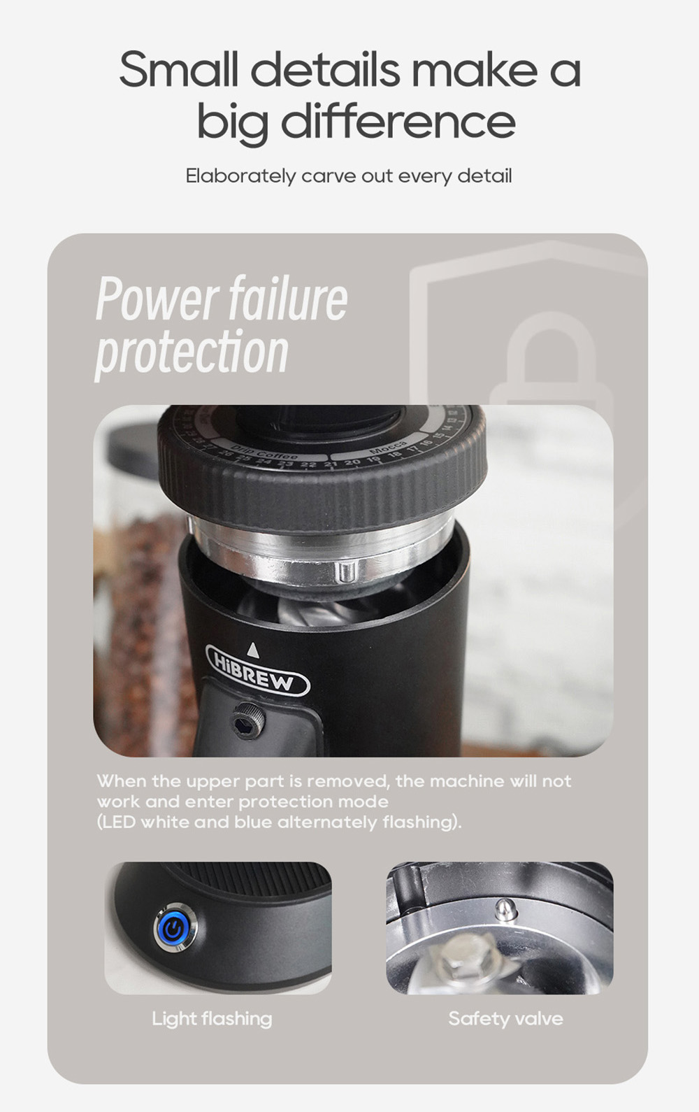HiBREW G5 Electric Coffee Grinder, 48mm Conical Burr, 36 Gears Grinding Adjustable, for Espresso/Turkish/Pour Over/Mocca/Drip Coffee