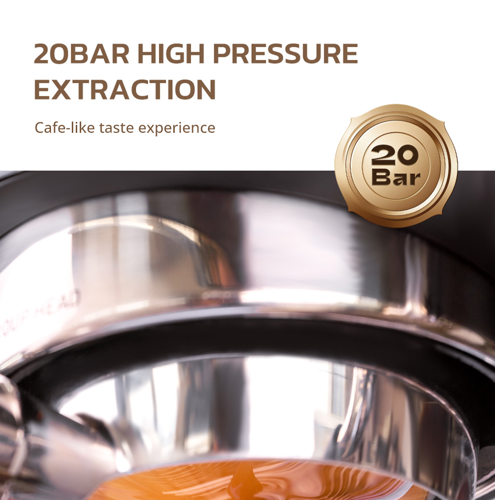 HiBREW H7A Coffee Maker Espresso Machine, 20 Bar Pressure, Dual Boiler System, 30 Levels Grinder, 250g Coffee Bean Capacity, LCD Touch Screen