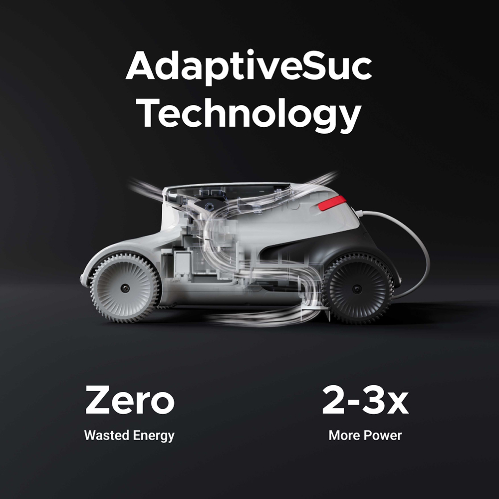 Genkinno P2 Cordless Robotic Pool Vacuum Cleaner, 70W Suction, 120-min Runtime, AdaptiveNav Path Planning, AdaptiveSuc Technology, APP Remote Control,  for Above/In-Ground Flat Pools Grey - EU Plug