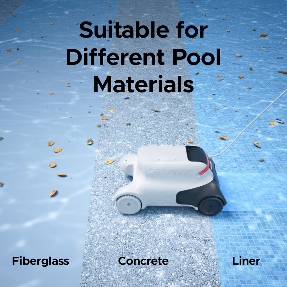 Genkinno P2 Cordless Robotic Pool Vacuum Cleaner, 70W Suction, 120-min Runtime, AdaptiveNav Path Planning, AdaptiveSuc Technology, APP Remote Control,  for Above/In-Ground Flat Pools Grey - EU Plug