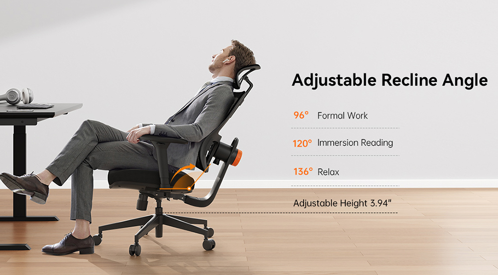 NEWTRAL MAGICH003 Ergonomic Chair, Auto-Following Backrest, Adaptive Lower Back Support, Adjustable Headrest Seat Depth, 3D Armrest Recliner, 3 Positions to Lock