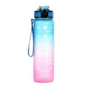 Motivational Sports Water Bottle with Straw, 32oz