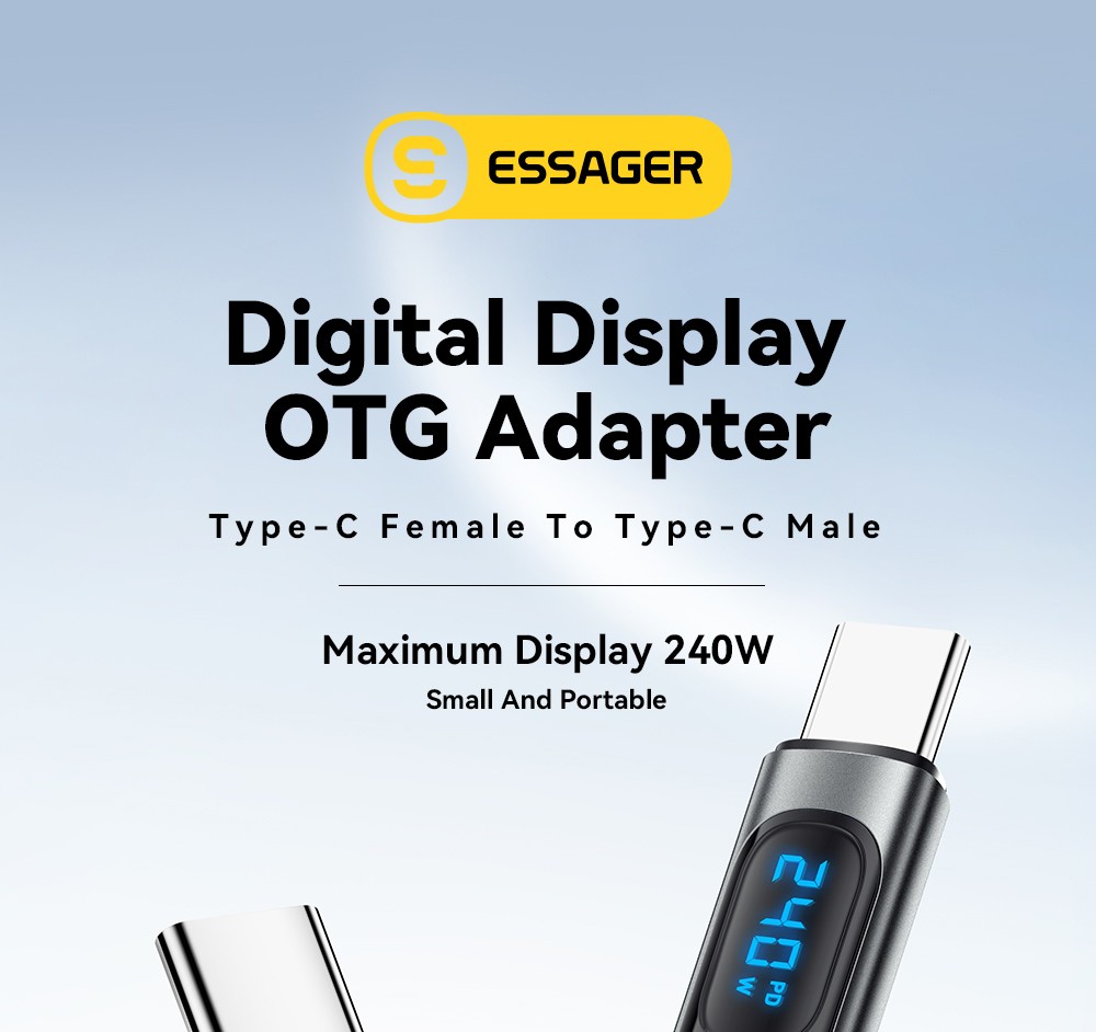 Essager 240W OTG Adapter, USB 3.0 2.0 480Mbps, Type C to Type C Digital Display, for iPhone 15 Max iPad Macbook Samsung