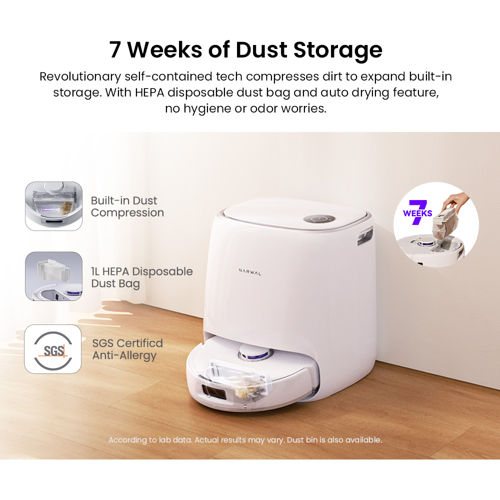 Narwal Freo X Ultra Robotic Vacuum and Mop with Auto Washing and Self-Empty, Strong 8200Pa Suction Power, Zero-Tangling Floating Brush, Automated Mop Lifting To 12mm, All-in-One Base Station