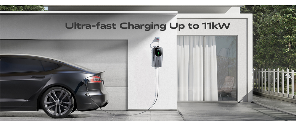 VDL EC31 Portable EV Charger, 11KW Fast Charging, 5m Charging Cable, 6A-16A Adjustable Current, Type 2 CEE 3-Phase Socket, IEC 62196-2, IP65 Waterproof, LCD Screen
