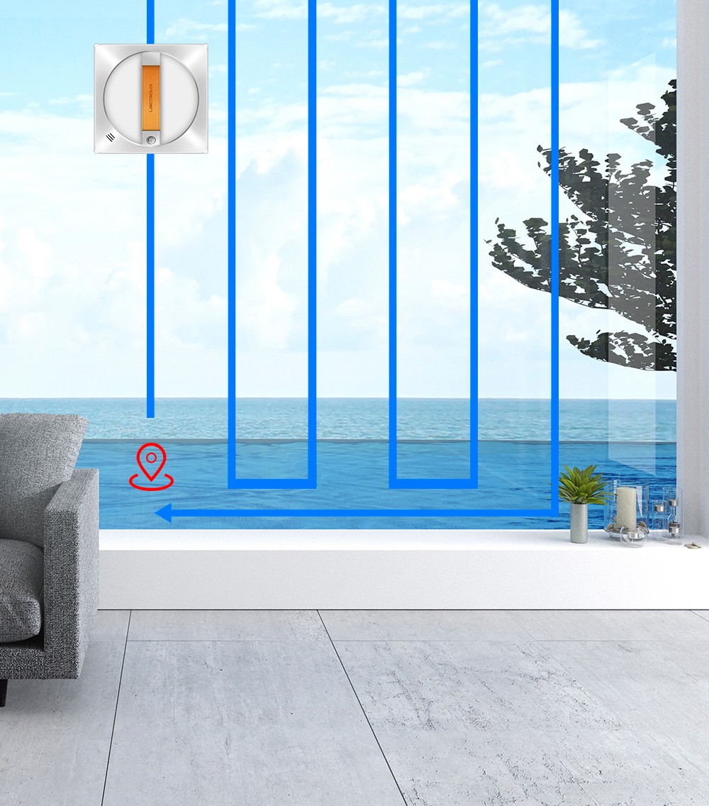 Liectroux YW710 Window Cleaning Robot, Double Water Spray, 2500Pa Suction, Low Noise, 360° Guide Wheel, Remote and App Control, White