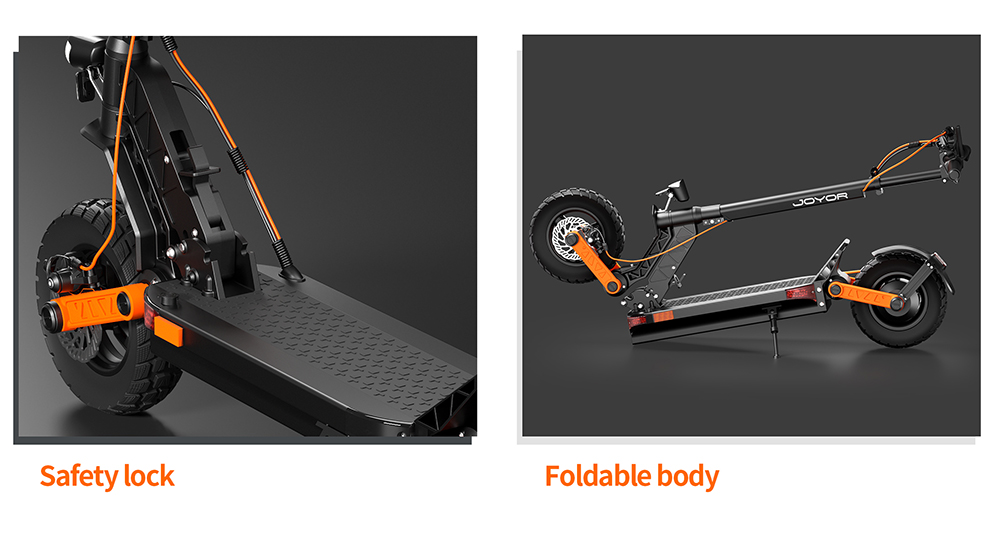 JOYOR S5-Z Electric Scooter, 48V 13Ah Battery, 600W Motor, 10*3.0 inch Tires, 25km/h Speed, 55km Range, Aluminum Alloy Frame 6 Light System Turn signal Dual Disc Brake - Black