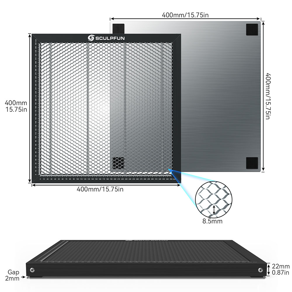 SCULPFUN 400x400mm Honeycomb Working Table for CO2/Diode Laser Engraver Cutting Machine